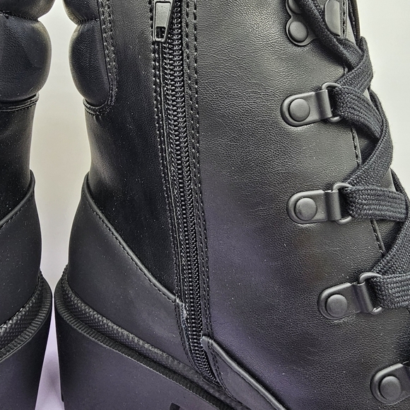 Madden Girl Black Zipper Platform Ankle Boots Size 10 Medium - Picture 6 of 12